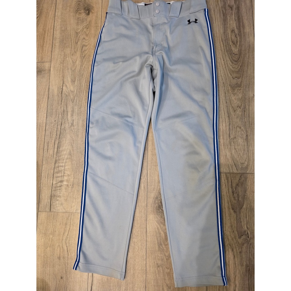 Under Armour Baseball Pants Mens Medium Gray Next Open Bottom Stripe Pockets
